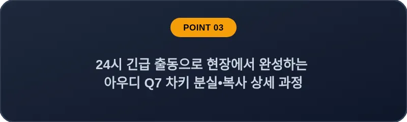 24시 긴급 출동으로 현장에서 완성하는 아우디 Q7 차키 분실, 스마트키 복사 상세 과정