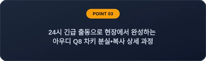 24시 긴급 출동으로 현장에서 완성하는 아우디 Q8 차키 분실, 스마트키 복사 상세 과정