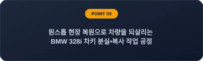 원스톱 현장 복원으로 차량을 되살리는 BMW 328i 차키 분실, 스마트키 복사 작업 공정
