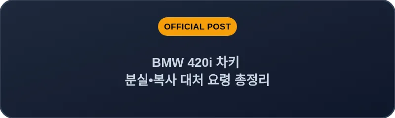 BMW 420i 차키 분실, 스마트키 복사 대처 요령 총정리