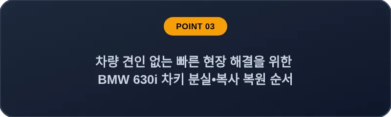 차량 견인 없는 빠른 현장 해결을 위한 BMW 630i 차키 분실, 스마트키 복사 복원 순서