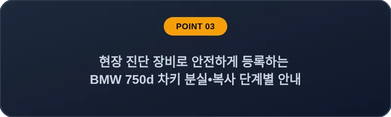 현장 진단 장비로 안전하게 등록하는 BMW 750d 차키 분실, 스마트키 복사 단계별 안내