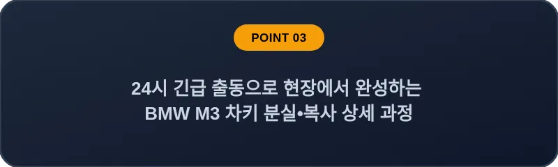 24시 긴급 출동으로 현장에서 완성하는 BMW M3 차키 분실, 스마트키 복사 상세 과정
