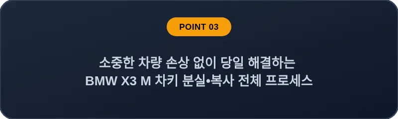 소중한 차량 손상 없이 당일 해결하는 BMW X3 M 차키 분실, 스마트키 복사 전체 프로세스