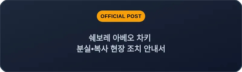 쉐보레 아베오 차키 분실, 스마트키 복사 현장 조치 안내서