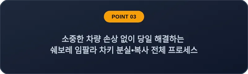 소중한 차량 손상 없이 당일 해결하는 쉐보레 임팔라 차키 분실, 스마트키 복사 전체 프로세스