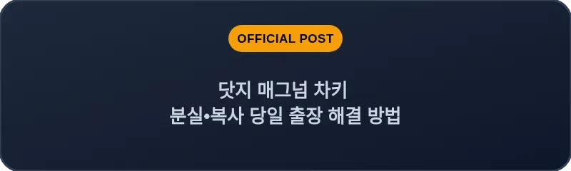 닷지 매그넘 차키 분실, 스마트키 복사 당일 출장 해결 방법