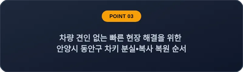 차량 견인 없는 빠른 현장 해결을 위한 안양시 동안구 차키 분실, 스마트키 복사 복원 순서