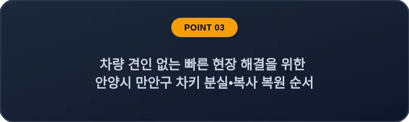 차량 견인 없는 빠른 현장 해결을 위한 안양시 만안구 차키 분실, 스마트키 복사 복원 순서