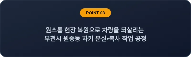 원스톱 현장 복원으로 차량을 되살리는 부천시 원종동 차키 분실, 스마트키 복사 작업 공정