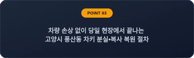 차량 손상 없이 당일 현장에서 끝나는 고양시 풍산동 차키 분실, 스마트키 복사 복원 절차