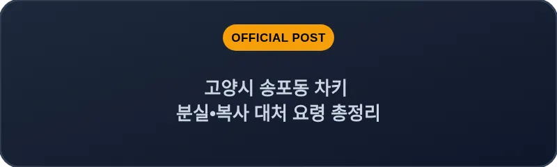 고양시 송포동 차키 분실, 스마트키 복사 대처 요령 총정리