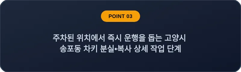 주차된 위치에서 즉시 운행을 돕는 고양시 송포동 차키 분실, 스마트키 복사 상세 작업 단계