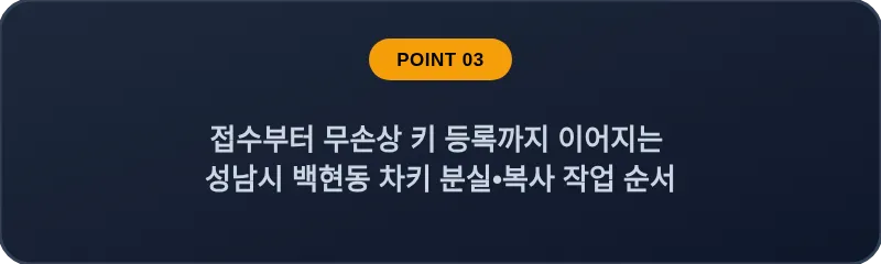 접수부터 무손상 키 등록까지 이어지는 성남시 백현동 차키 분실, 스마트키 복사 작업 순서