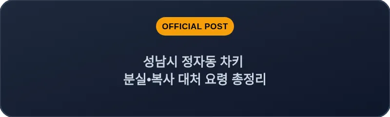 성남시 정자동 차키 분실, 스마트키 복사 대처 요령 총정리