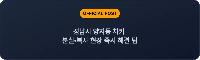 성남시 양지동 차키 분실, 스마트키 복사 현장 즉시 해결 팁