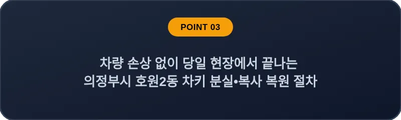 차량 손상 없이 당일 현장에서 끝나는 의정부시 호원2동 차키 분실, 스마트키 복사 복원 절차