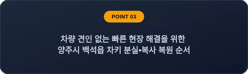 차량 견인 없는 빠른 현장 해결을 위한 양주시 백석읍 차키 분실, 스마트키 복사 복원 순서