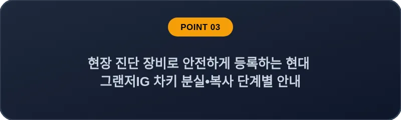 현장 진단 장비로 안전하게 등록하는 현대 그랜저IG 차키 분실, 스마트키 복사 단계별 안내