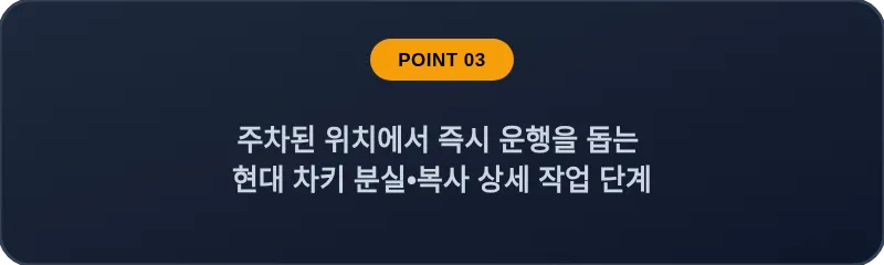 주차된 위치에서 즉시 운행을 돕는 현대 차키 분실, 스마트키 복사 상세 작업 단계