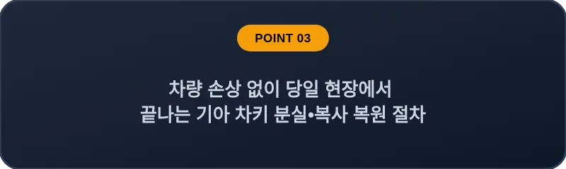 차량 손상 없이 당일 현장에서 끝나는 기아 차키 분실•복사 복원 절차