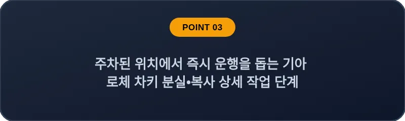 주차된 위치에서 즉시 운행을 돕는 기아 로체 차키 분실•복사 상세 작업 단계