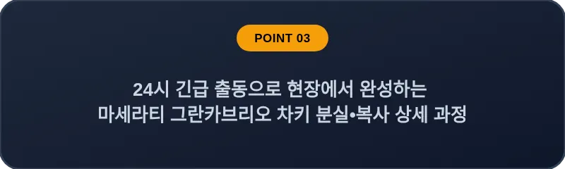 24시 긴급 출동으로 현장에서 완성하는 마세라티 그란카브리오 차키 분실•복사 상세 과정
