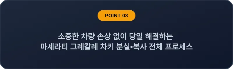 소중한 차량 손상 없이 당일 해결하는 마세라티 그레칼레 차키 분실•복사 전체 프로세스