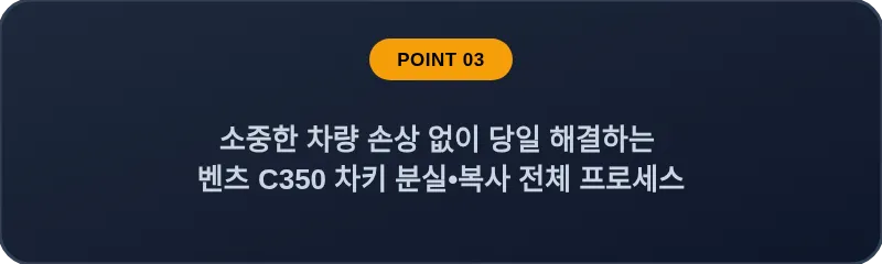 소중한 차량 손상 없이 당일 해결하는 벤츠 C350 차키 분실•복사 전체 프로세스