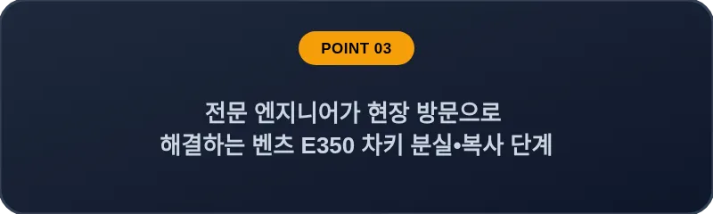 전문 엔지니어가 현장 방문으로 해결하는 벤츠 E350 차키 분실•복사 단계