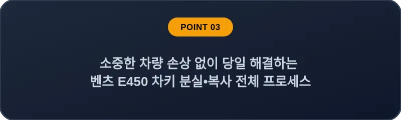 소중한 차량 손상 없이 당일 해결하는 벤츠 E450 차키 분실•복사 전체 프로세스
