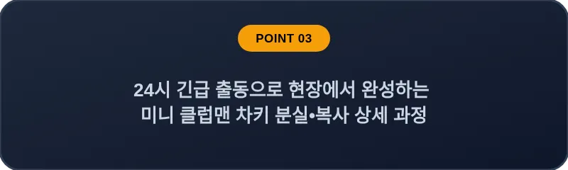 24시 긴급 출동으로 현장에서 완성하는 미니 클럽맨 차키 분실•복사 상세 과정