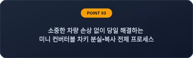 소중한 차량 손상 없이 당일 해결하는 미니 컨버터블 차키 분실•복사 전체 프로세스