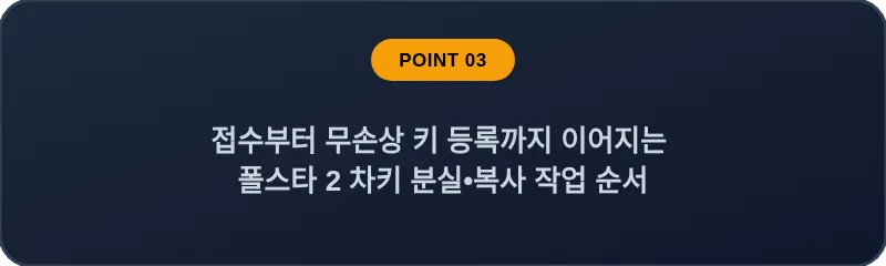접수부터 무손상 키 등록까지 이어지는 폴스타 2 차키 분실•복사 작업 순서