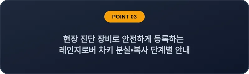 현장 진단 장비로 안전하게 등록하는 레인지로버 차키 분실•복사 단계별 안내