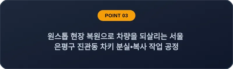원스톱 현장 복원으로 차량을 되살리는 서울 은평구 진관동 차키 분실•복사 작업 공정