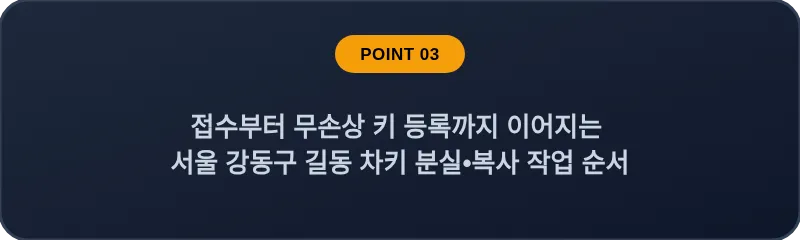 접수부터 무손상 키 등록까지 이어지는 서울 강동구 길동 차키 분실•복사 작업 순서