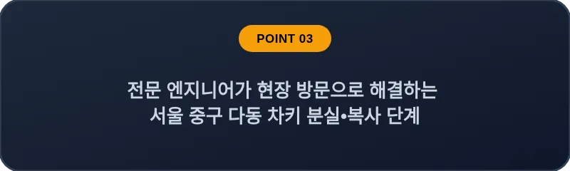 전문 엔지니어가 현장 방문으로 해결하는 서울 중구 다동 차키 분실•복사 단계