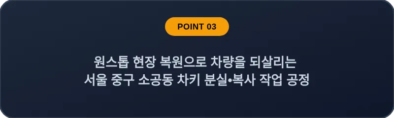 원스톱 현장 복원으로 차량을 되살리는 서울 중구 소공동 차키 분실•복사 작업 공정