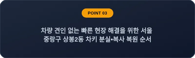 차량 견인 없는 빠른 현장 해결을 위한 서울 중랑구 상봉2동 차키 분실•복사 복원 순서