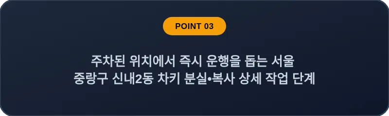 주차된 위치에서 즉시 운행을 돕는 서울 중랑구 신내2동 차키 분실•복사 상세 작업 단계