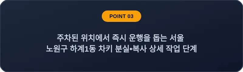 주차된 위치에서 즉시 운행을 돕는 서울 노원구 하계1동 차키 분실•복사 상세 작업 단계