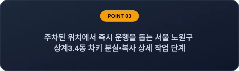 주차된 위치에서 즉시 운행을 돕는 서울 노원구 상계3.4동 차키 분실•복사 상세 작업 단계