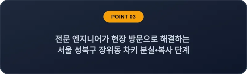 전문 엔지니어가 현장 방문으로 해결하는 서울 성북구 장위동 차키 분실•복사 단계