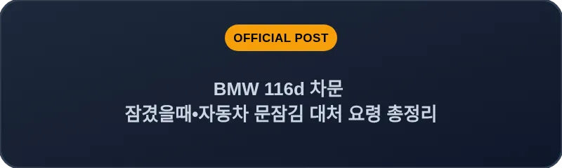 BMW 116d 차문 잠겼을때 자동차 문잠김 대처 요령 총정리