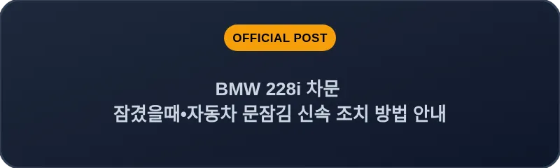 BMW 228i 차문 잠겼을때 자동차 문잠김 신속 조치 방법 안내