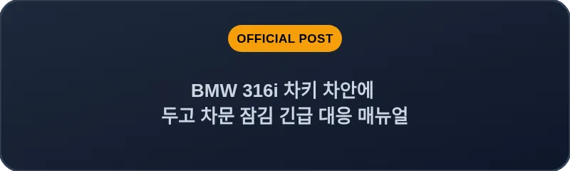 BMW 316i 차키 차안에 두고 차문 잠김 긴급 대응 매뉴얼