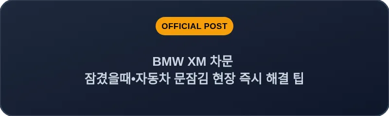 BMW XM 차문 잠겼을때 자동차 문잠김 현장 즉시 해결 팁