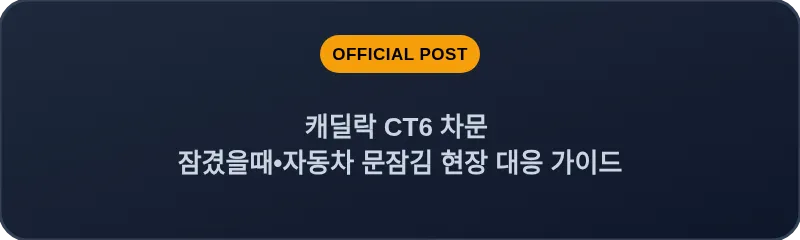 캐딜락 CT6 차문 잠겼을때 자동차 문잠김 현장 대응 가이드