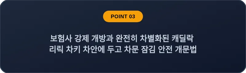 보험사 강제 개방과 완전히 차별화된 캐딜락 리릭 차키 차안에 두고 차문 잠김 안전 개문법